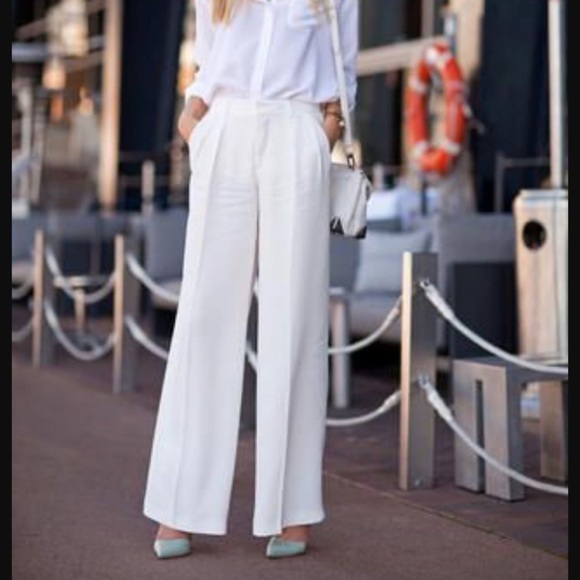 Zara Pants - NWT Zara Cream Pleated Wide Leg Pants Size Small